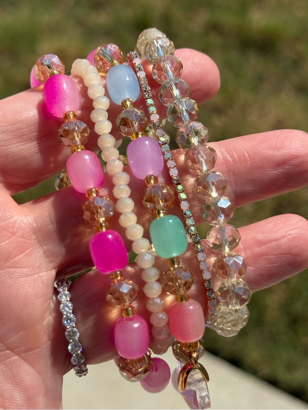 Multicolor Beaded Stretch Bracelet Set (5)